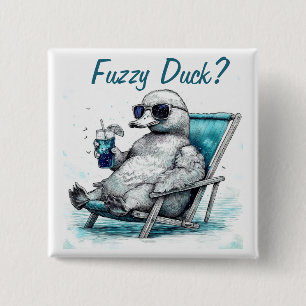 Fuzzy Duck Vierkante Button 5,1 Cm