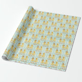 Fuzzy Ducking Couple op Gingham Cadeaupapier (Uitgerold)