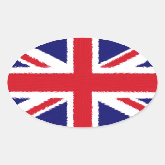 Fuzzy Edge geschilderd Union Jack vlag Ovale Sticker (Voorkant)