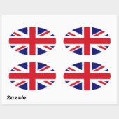 Fuzzy Edge geschilderd Union Jack vlag Ovale Sticker (Vel)