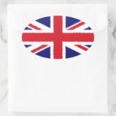 Fuzzy Edge geschilderd Union Jack vlag Ovale Sticker (Tas)