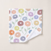 Fuzzy Flower Pattern Pastels on White (Gant de toilette)