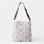 Fuzzy Flower Rpt Patroon Pastels op Wit Crossbody Tas (Achterkant)