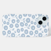 Fuzzy Flower Rpt Pattern Blue on White Case-Mate iPhone Case (Achterkant (horizontaal))