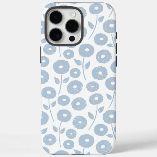 Fuzzy Flower Rpt Pattern Blue on White Case-Mate iPhone Case (Achterkant)