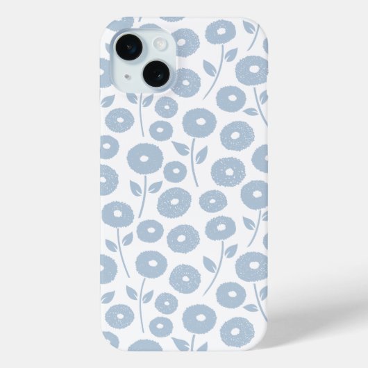Fuzzy Flower Rpt Pattern Blue on White Case-Mate iPhone Case (Achterkant)