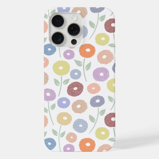 Fuzzy Flower Rpt Pattern Pastels on White (Verso)