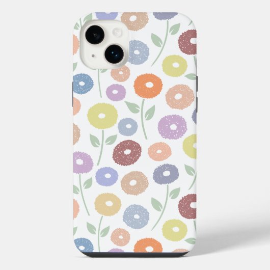 Fuzzy Flower Rpt Pattern Pastels on White (Verso)