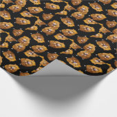 Fuzzy Hamster Pattern op Black, Original Art Cadeaupapier (Hoek)