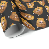 Fuzzy Hamster Pattern op Black, Original Art Cadeaupapier (Rol Hoek)