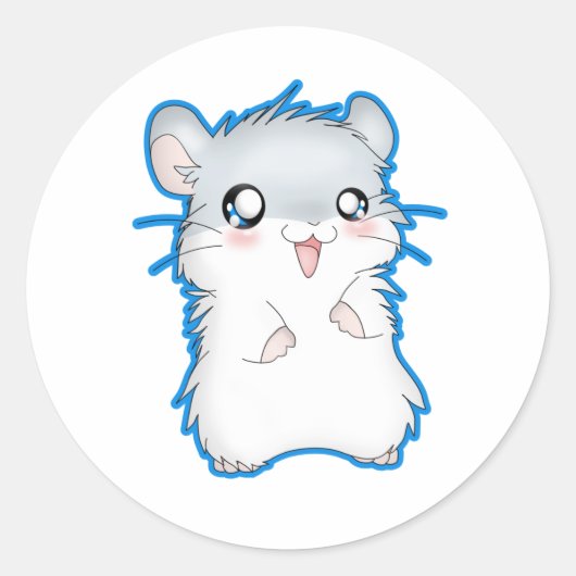 Fuzzy Hamster Ronde Sticker (Voorkant)