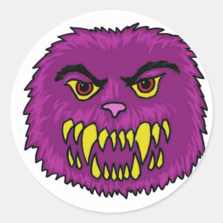 Fuzzy Monster Art Ronde Sticker