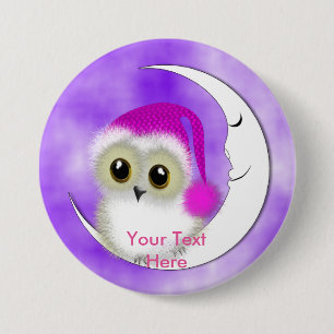 Fuzzy Night Owl Sleepover Persoonlijk Ronde Button 7,6 Cm