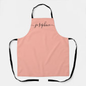 Fuzzy Peach Trendy Elegant Script Naam Schort (Voorkant)