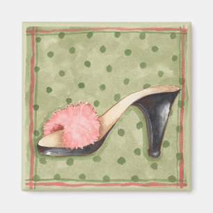 Fuzzy roze schoen - Magnet Magneet