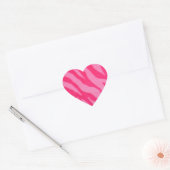 Fuzzy Roze Zebra Strepen Hart Sticker (Envelop)