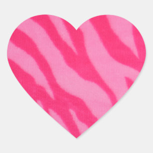 Fuzzy Roze Zebra Strepen Hart Sticker