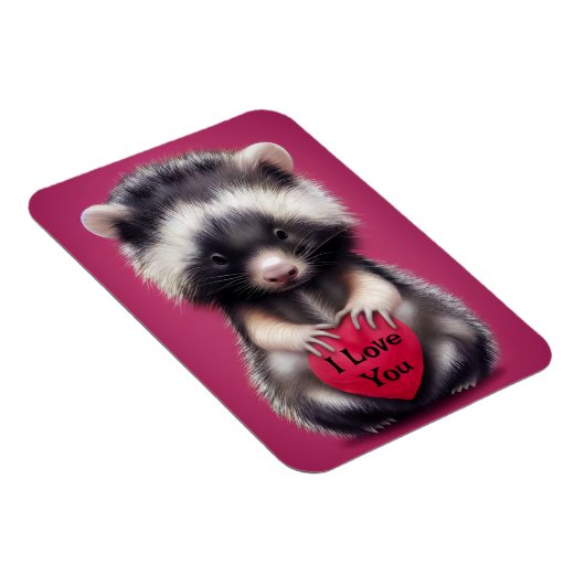 Fuzzy Skunk Je t'aime Magnet (Côté Droit)