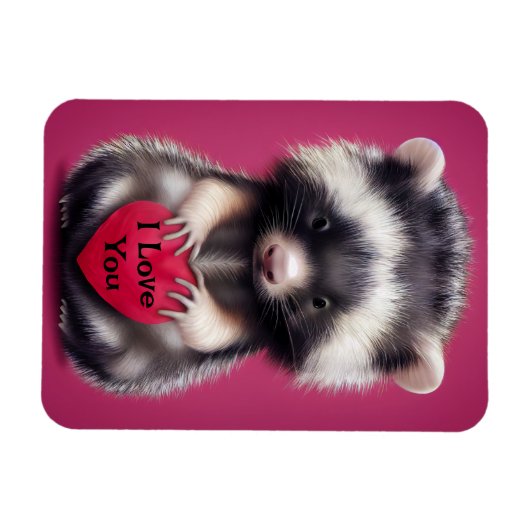 Fuzzy Skunk Je t'aime Magnet (Horizontal)
