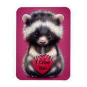 Fuzzy Skunk Je t'aime Magnet (Vertical)