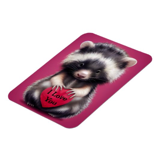 Fuzzy Skunk Je t'aime Magnet (Côté Gauche)
