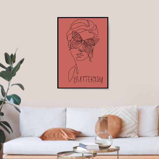 Fuzzy Wuzzy Serenity: Vlinder en Vrouw Line Art Poster