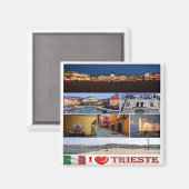 FVG014 TRIESTE I Love, Mozaïek, Italië, Koelkast Magneet (Voorkant / Achterkant)