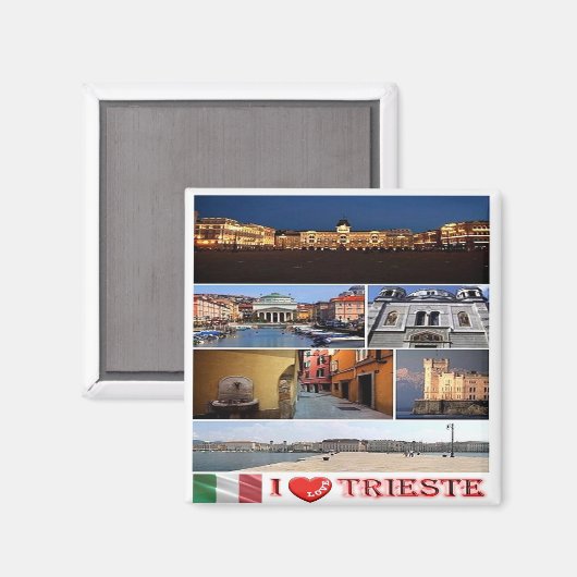 FVG014 TRIESTE I Love, Mozaïek, Italië, Koelkast Magneet (Voorkant / Achterkant)