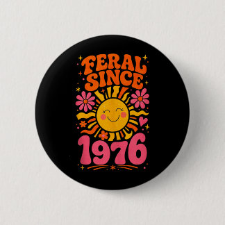Fvibesl Sinds 1976 Retro Zon - Grappige 50e Verjaa Ronde Button 5,7 Cm