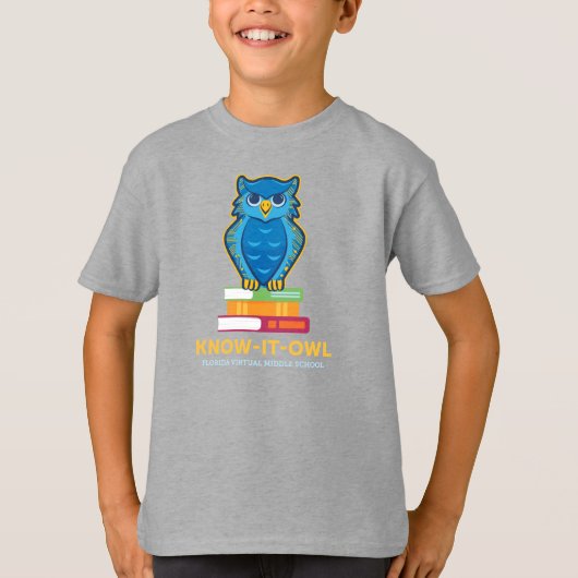 FVMS Know-It-Owl, Grijs Jeugd T-shirt (Voorkant)