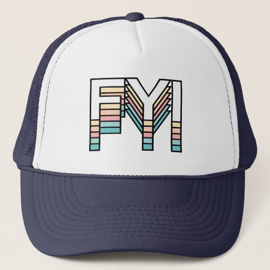 FYI Pastel Retro Aesthetische Moderne Typografie Trucker Pet (Voorkant)