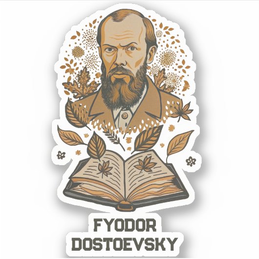 Fyodor Dostojevski portret sticker (Voorkant)