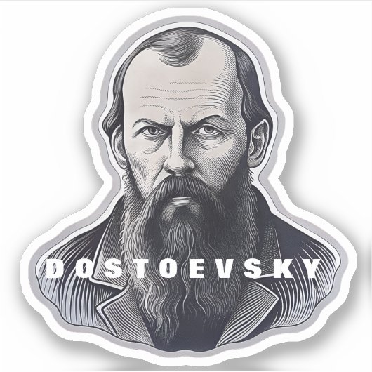 Fyodor Dostojevski Portret sticker cadeau (Voorkant)