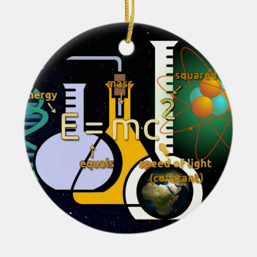 Fysica E=mc2 kleurrijk ontwerp Keramisch Ornament (Voorkant)