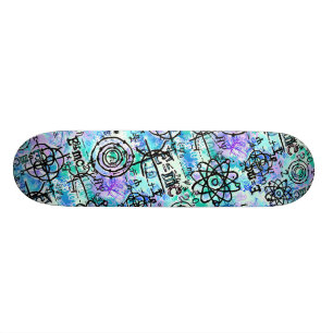 Fysica- en Wiskunde-symbolen, geek Skateboard