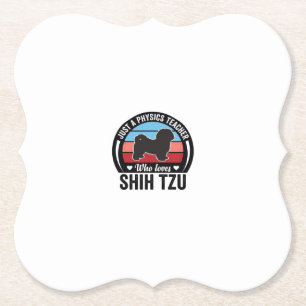 Fysica Leraar Shih Tzu Vintage Hond Shirt Ontwerp_ Kartonnen Onderzetters