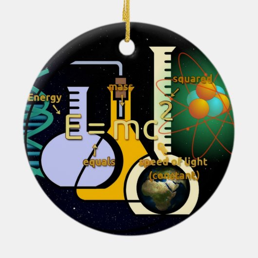 Fysiek E=mc2 kleurig ontwerp Keramisch Ornament (Achterkant)