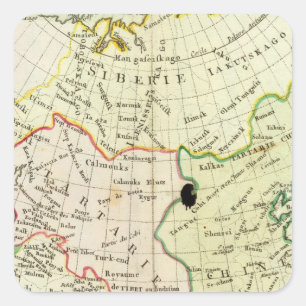 Fysieke kaart van Azië Vierkante Sticker
