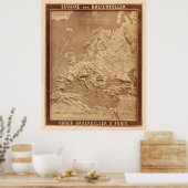 Fysieke Kaart van Europa (1870) Poster (Keuken)