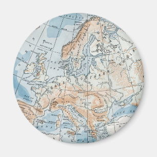 Fysieke kaart van Europa (1916) Magneet