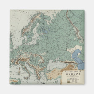 Fysieke kaart van Europa Magneet