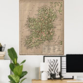  fysieke kaart van Ierland (1880) Poster (Thuiskantoor)