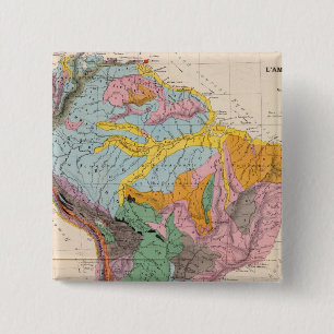 Fysieke Kaart van Zuid-Amerika Vierkante Button 5,1 Cm