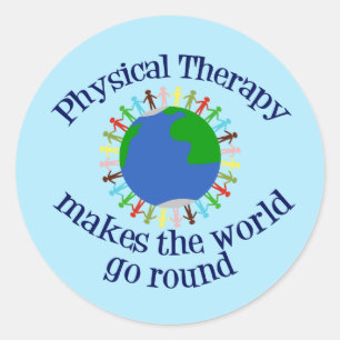 Fysieke therapie maakt de wereld om ronde sticker