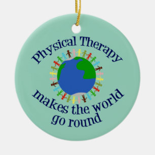 Fysieke therapie maakt de wereld rond keramisch ornament