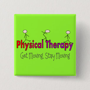 Fysieke therapie Stick People Design Vierkante Button 5,1 Cm
