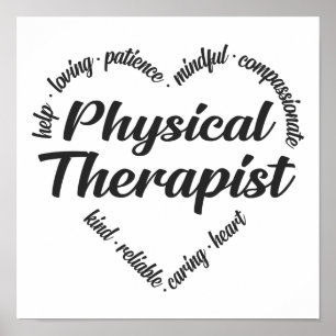 Fysieke therapist Heart Word Cloud Poster