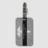 Fysieke Therapist Silver Black Glitter Name Bagagelabel (Voorkant (verticaal))