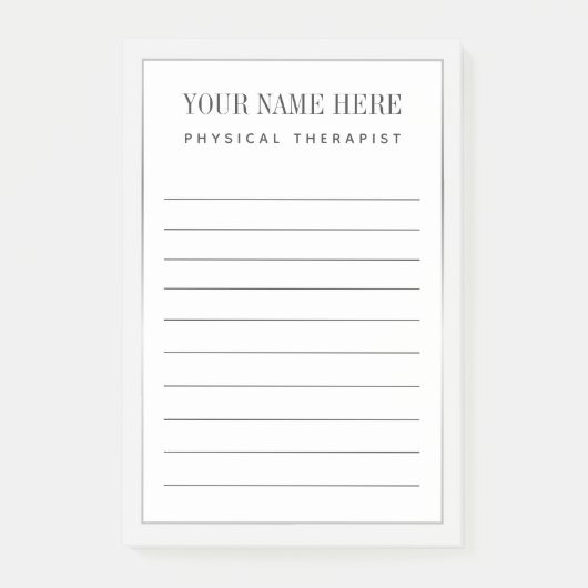 Fysieke Therapist Silver Border Post-it Notes (Voorkant)