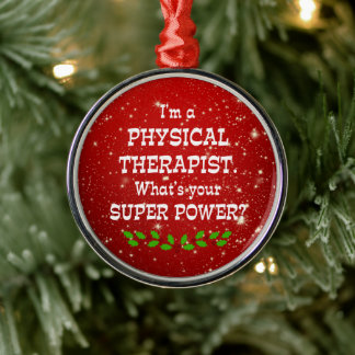 Fysieke therapist Super Power, kerstontwerp Metalen Ornament